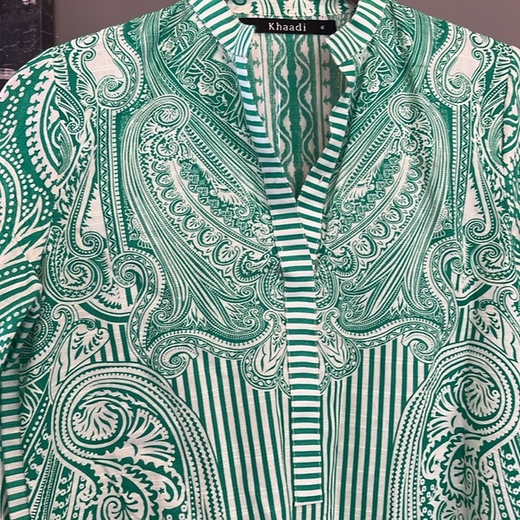 🇪🇸🥑Khaadi Cotton Kurti - Paisley Floral Cambric Tunic Paisley Crochet green 6 - Picture 5 of 6